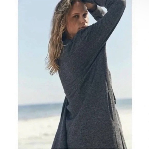 FP Beach by Free People Bicostal Duster Cardigan Long Line Charcoal Grey Small - Picture 5 of 14